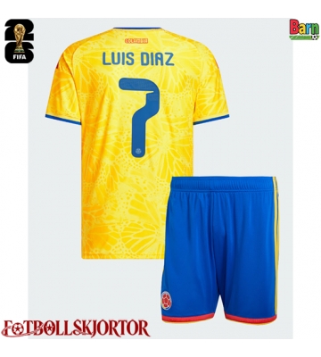 Colombia Luis Diaz #7 Hemmakläder Barn VM 2026 Kortärmad (+ Korta byxor)